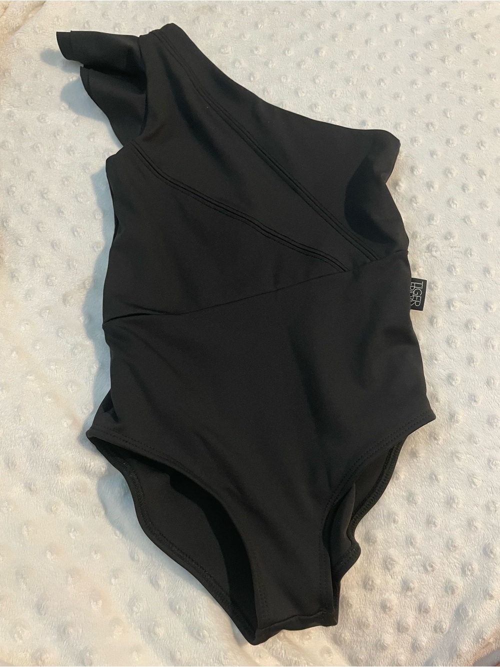 One-Shoulder Tiger Friday Black Leotard